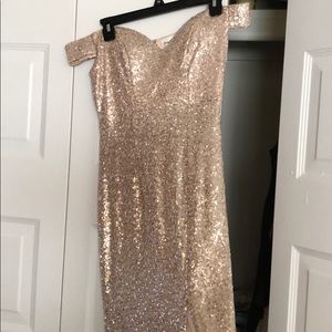 Gold sequin prom dress